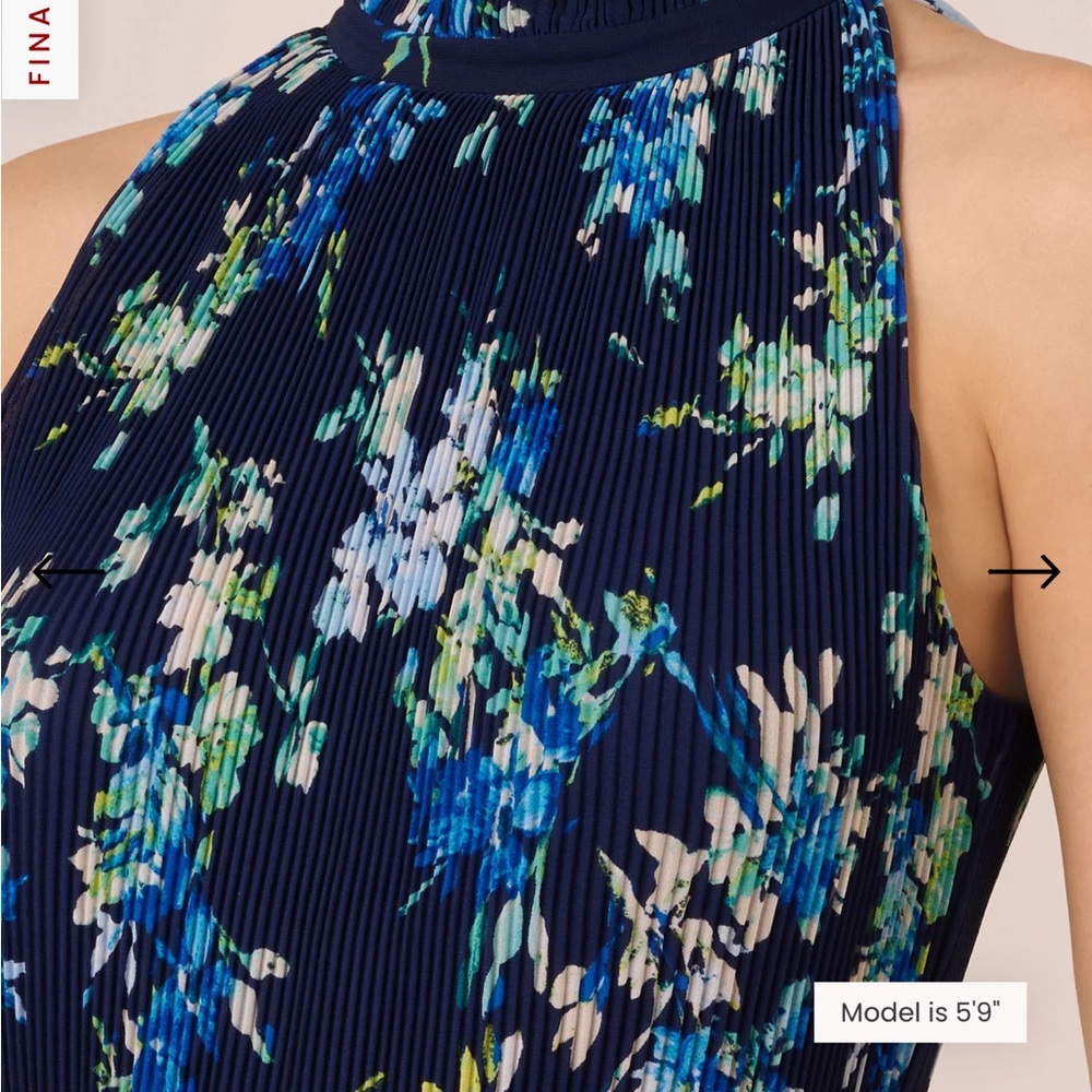 Floral Halter Neck Dress - Blue - Picture 3 of 3